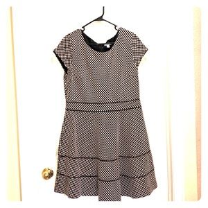 Checkered knit A-line dress
